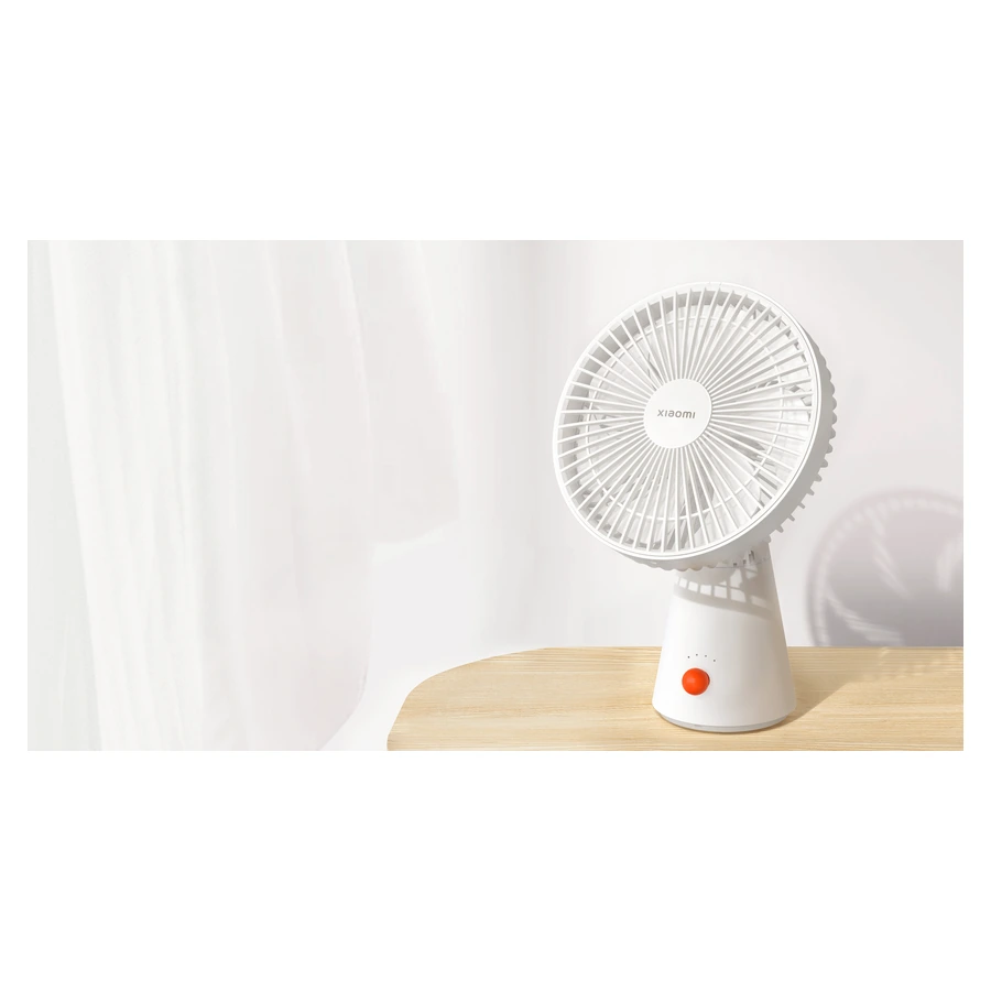 Xiaomi Rechargeable Mini Fan — complete fan on a desk