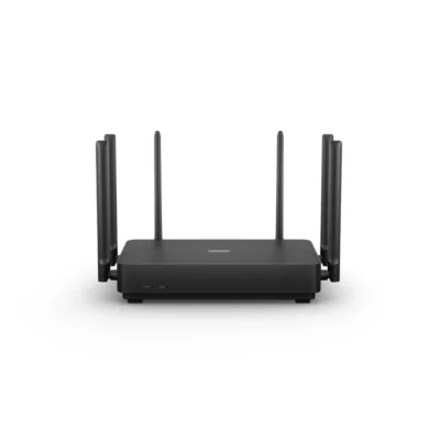 Complete black Xiaomi Router AX3200 with antennas raised