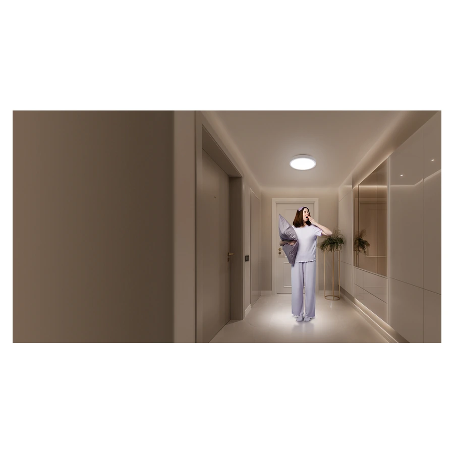 Complete Xiaomi Smart Ceiling Light D20 installed in a corridor