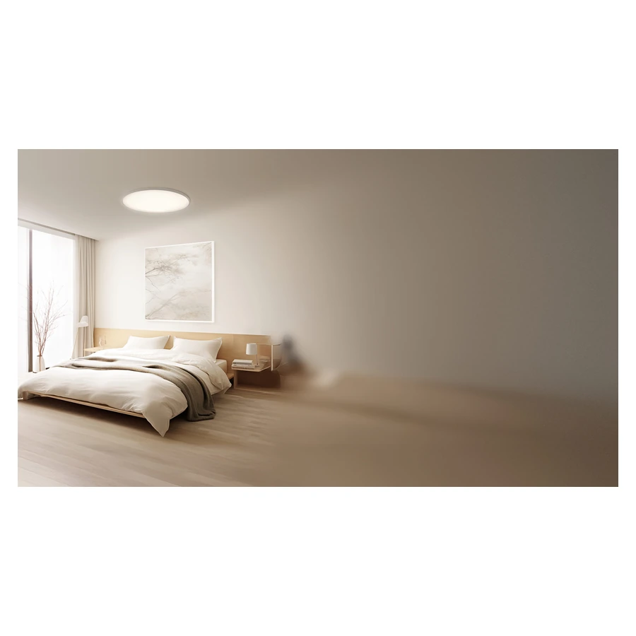 Complete Xiaomi Smart Ceiling Light D30 installed above a bedroom