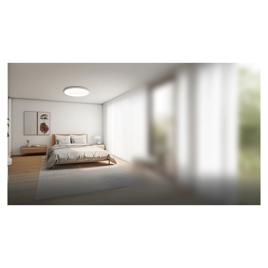 Complete Xiaomi Smart Ceiling Light D40 installed above a bedroom