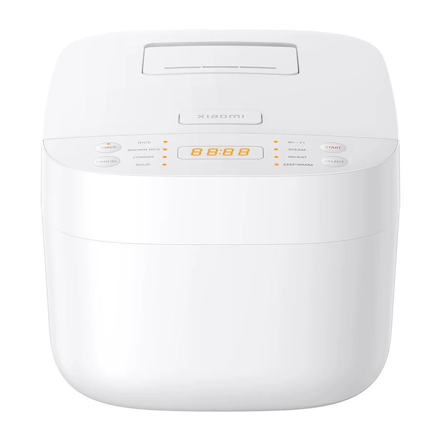 Complete White Xiaomi Smart Multifunctional Rice Cooker with top-mounted controls
