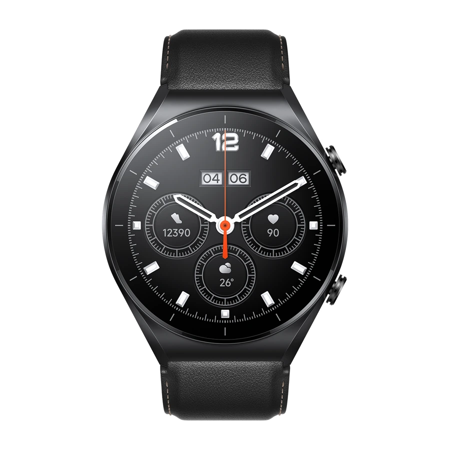 Xiaomi Watch S1 Black front view with black strap
