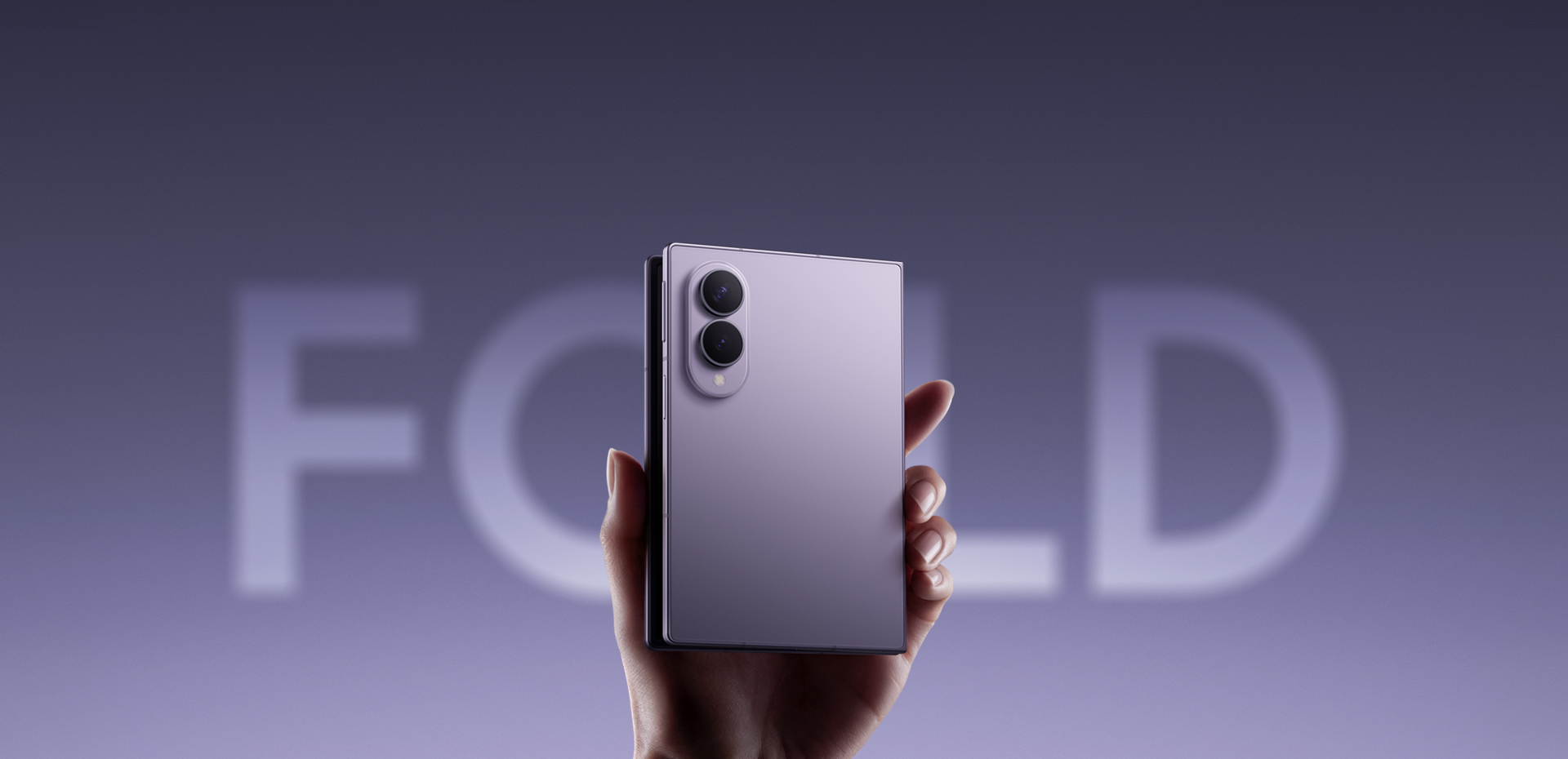A slightly unfolded Galaxy Z Fold8 is being held in someone's hand at an angle.